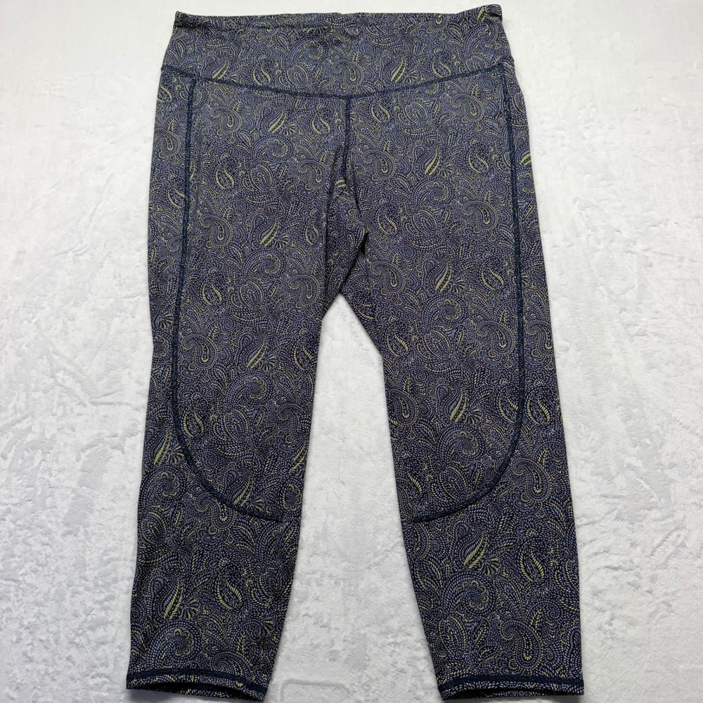 J.Jill Fit Performance Leggings 2X Navy Paisley 7/8 Curved Seam NWT Womens